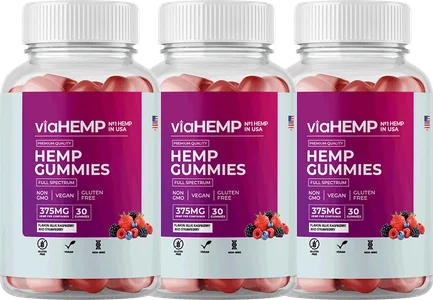 Trois bouteilles de viaHEMP Gummies, pack Achetez 2 obtenez 1 gratuitement